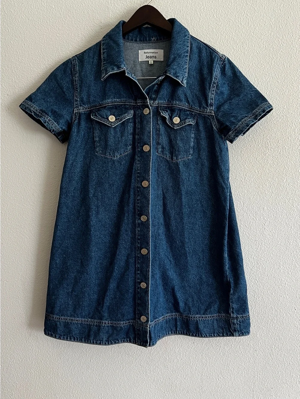 Reformation Harlee Denim Mini Dress - Size 4 - Picture 2 of 7